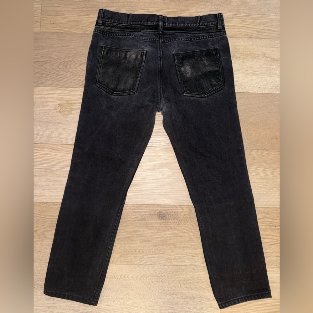 Givenchy Leather Pocket Faded Slim Fit Black Jeans